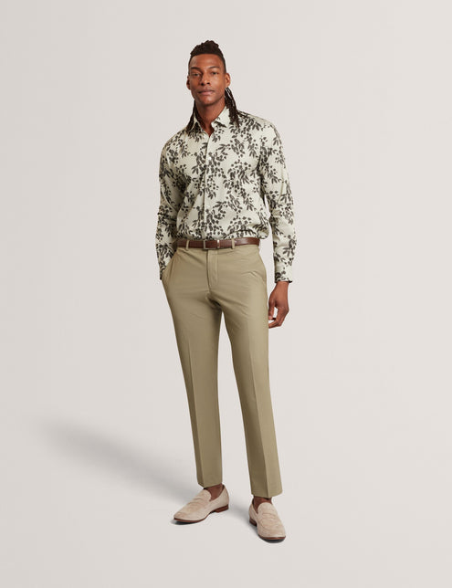 Ted Baker Foliage Print Cotton Long Sleeve Shirt