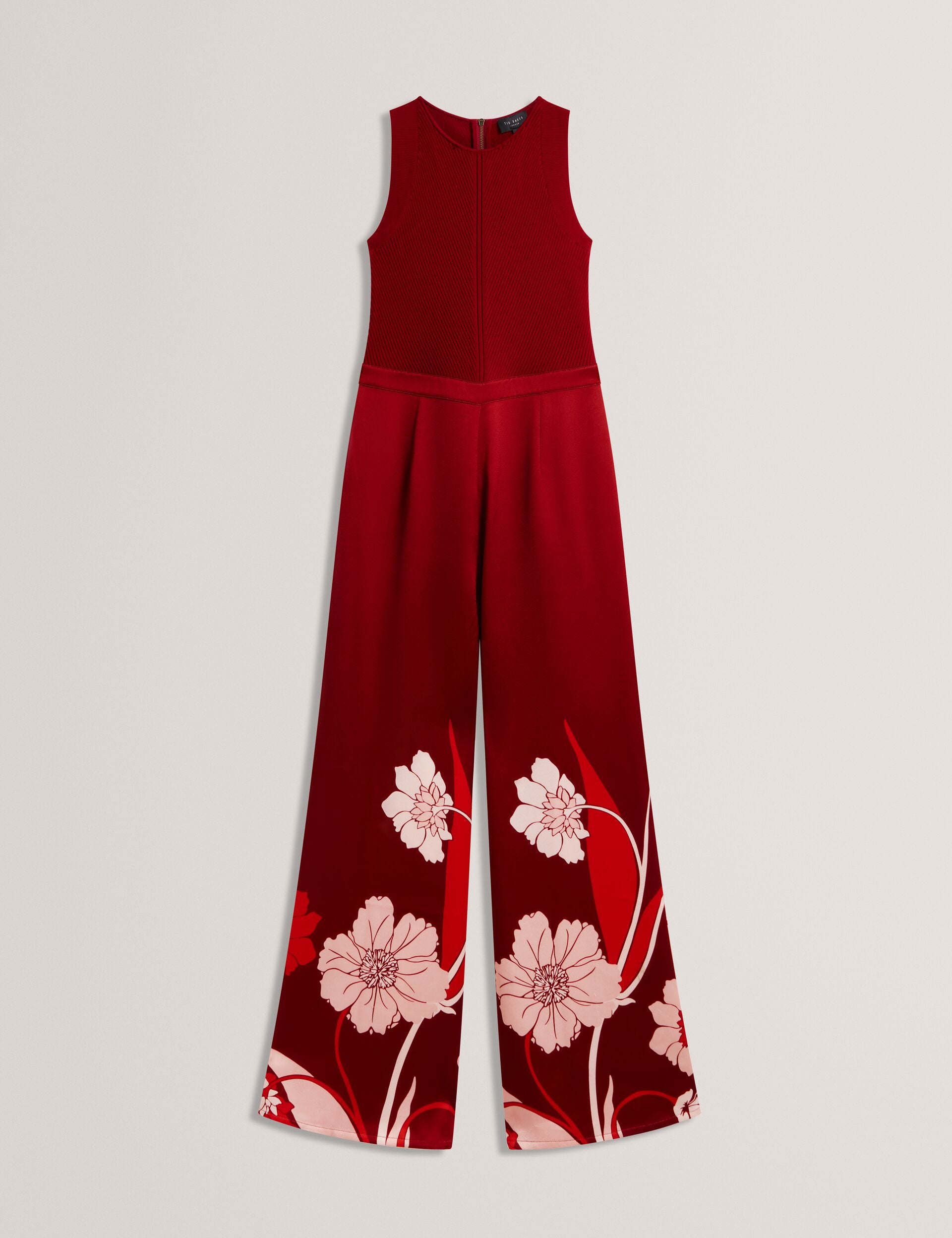 IZENY - Knit Bodice Floral Printed Trouser Jumpsuit