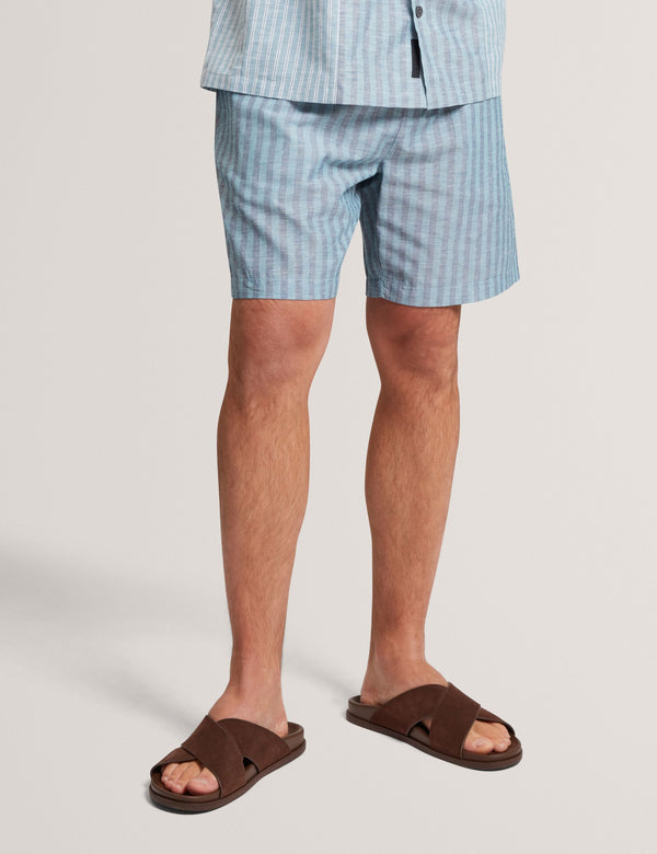 Ted Baker Striped Cotton Linen Pull-On Shorts
