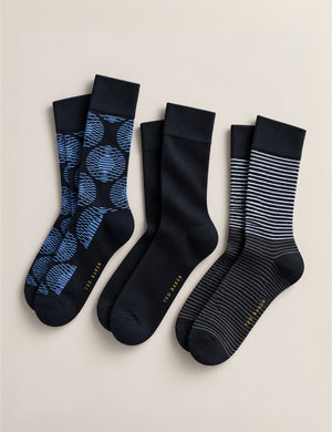 3 ER PACK HERREN SOCKEN OHNE FROTTIERDRUCK MIT BÜNDCHEN | BLAU