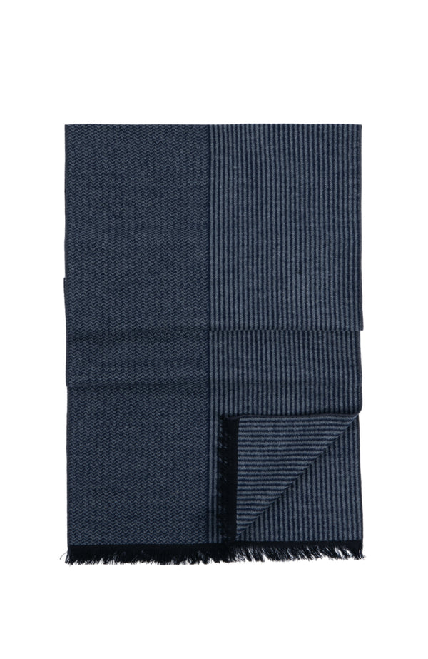 CHEVRON AND STRIPE SCARF | GREY
