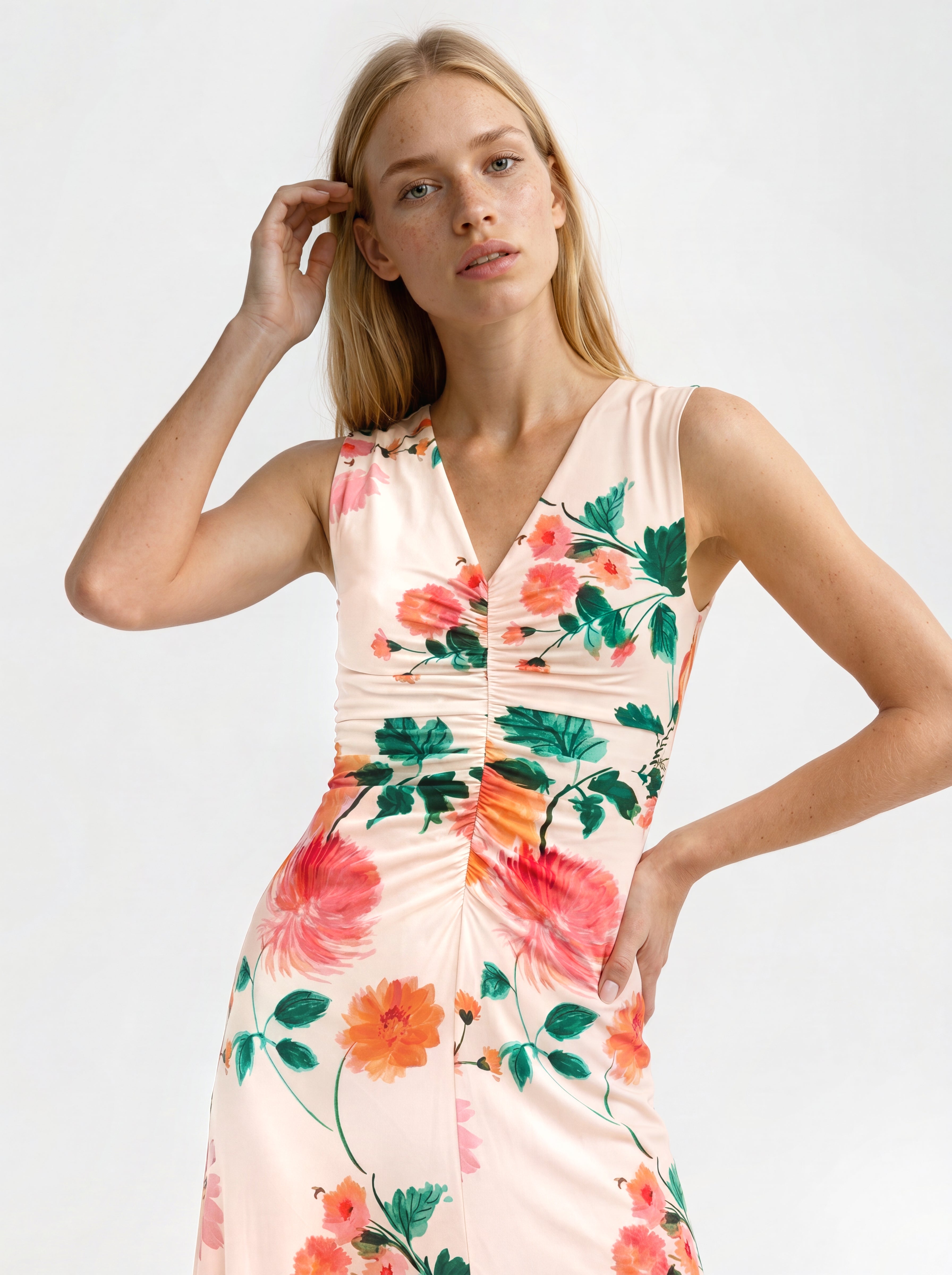 04T548☆ TED BAKER ノースリーブ ひざ丈 ワンピース 爽やか S