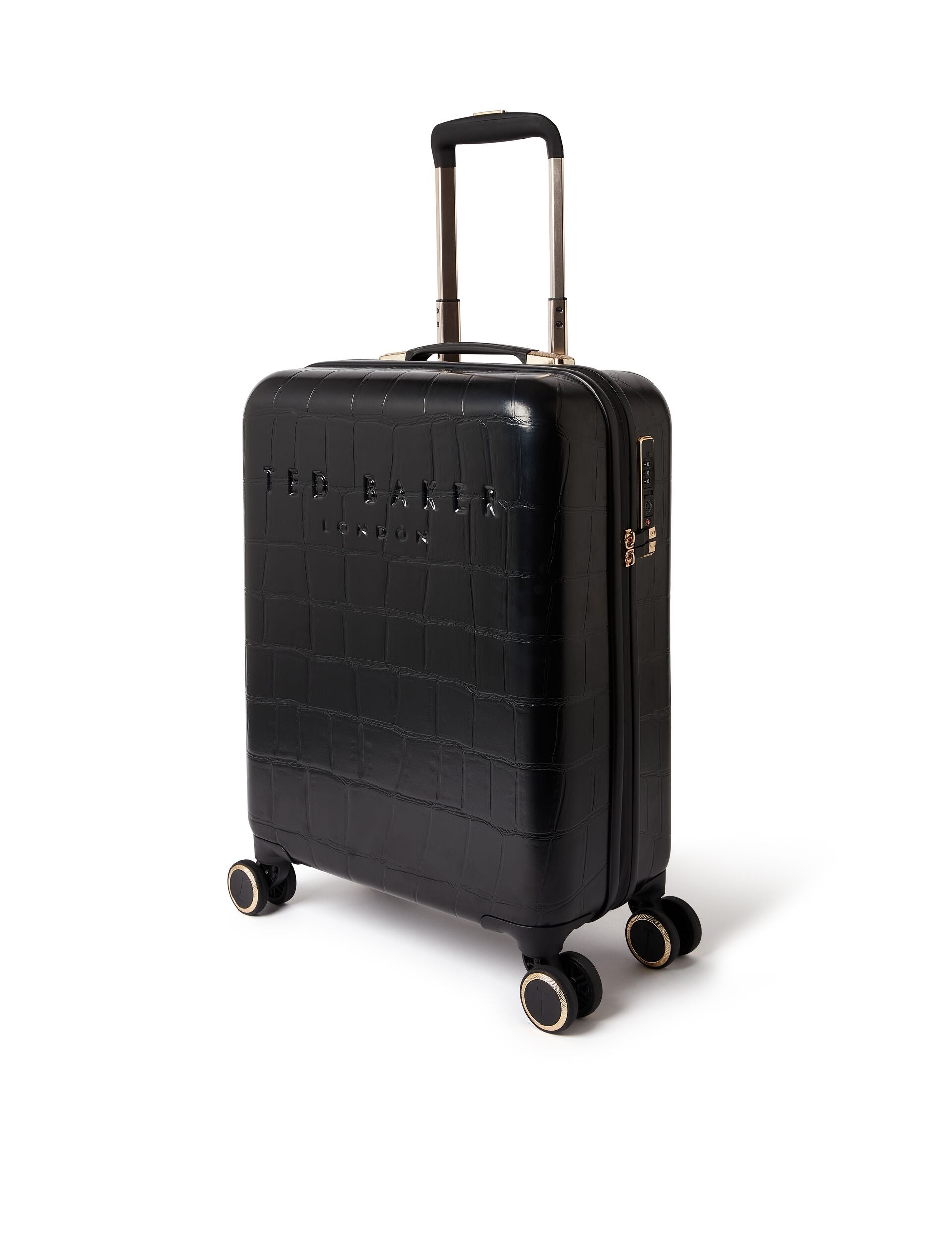Croc Texture 4-wheel Hard Cabin Suitcase | Icon-blkc | Ted Baker UK