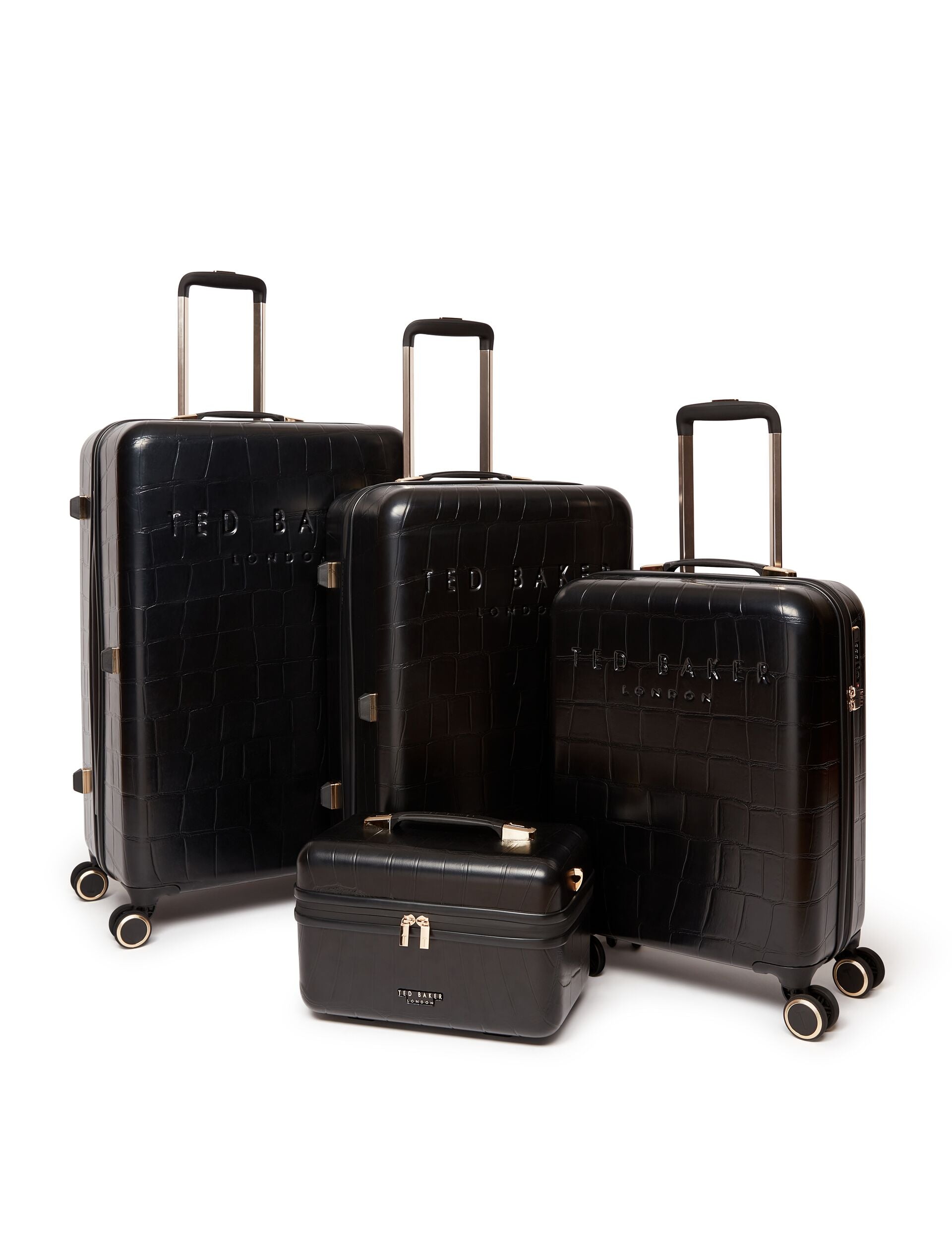 Croc Texture 4-wheel Hard Cabin Suitcase | Icon-blkc | Ted Baker UK