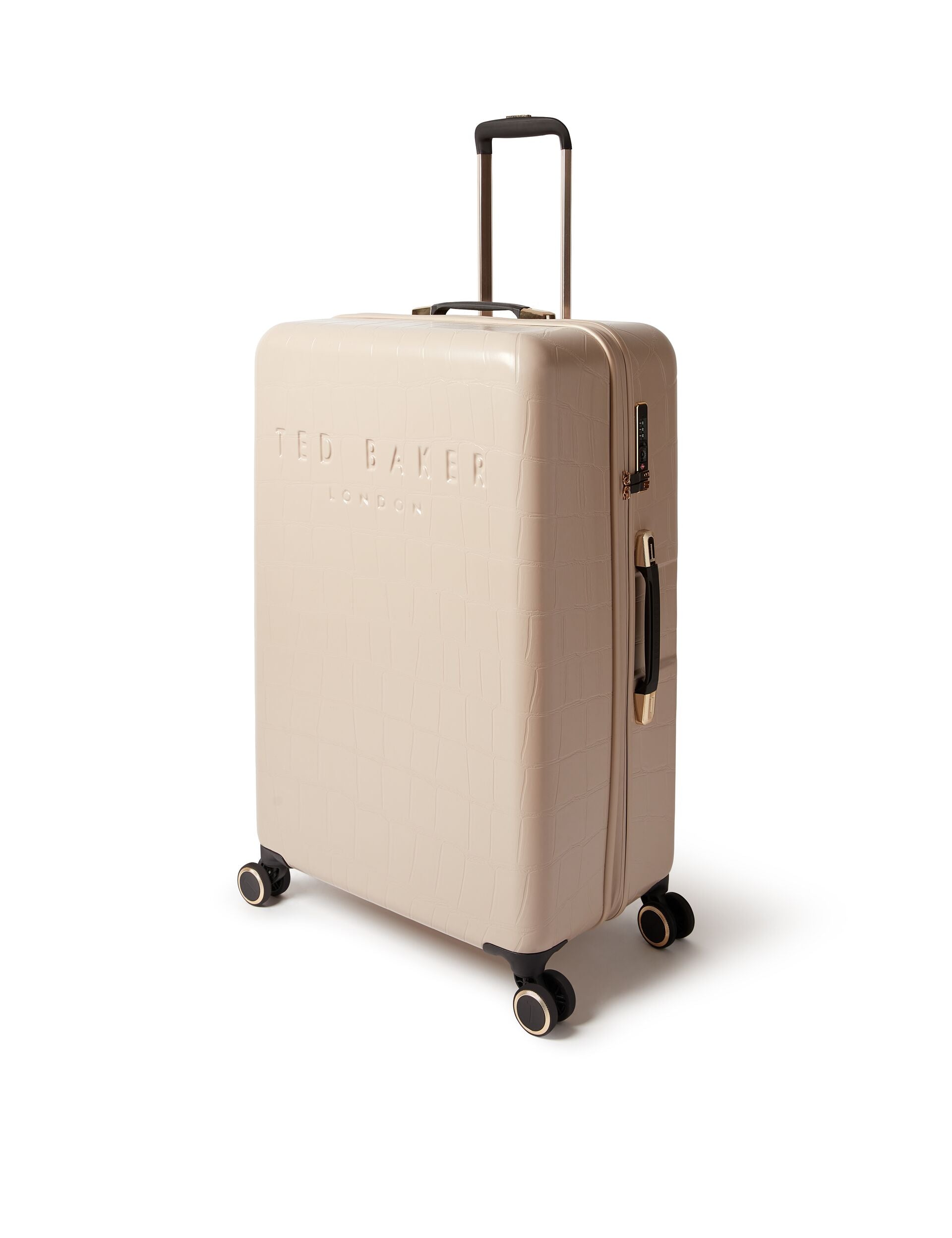 Beige Croc Texture 4-wheel Hard Shell Large Suitcase | Icon-ptyl