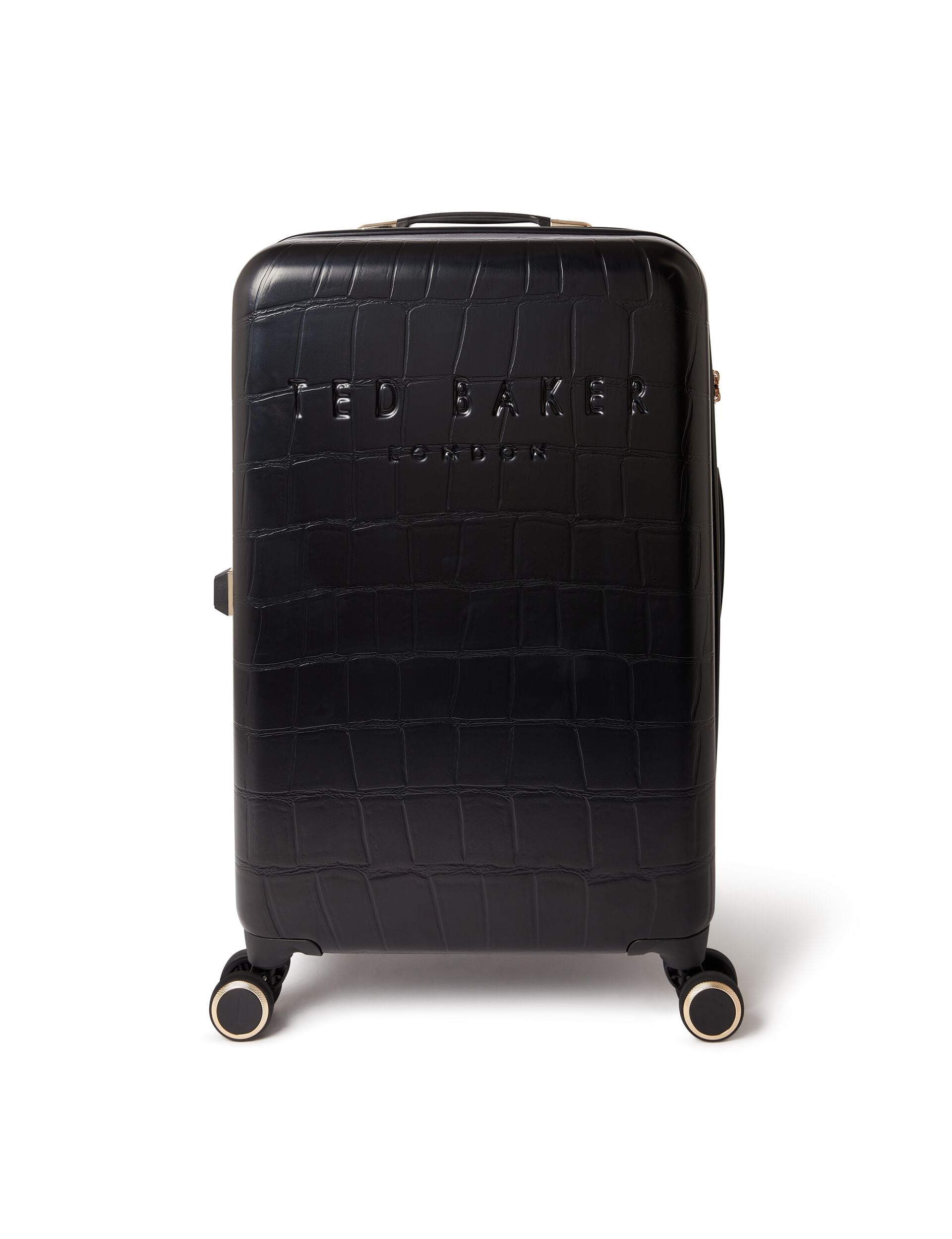 Croc Texture 4-wheel Hard Shell Medium Suitcase | Icon-blkm | Ted