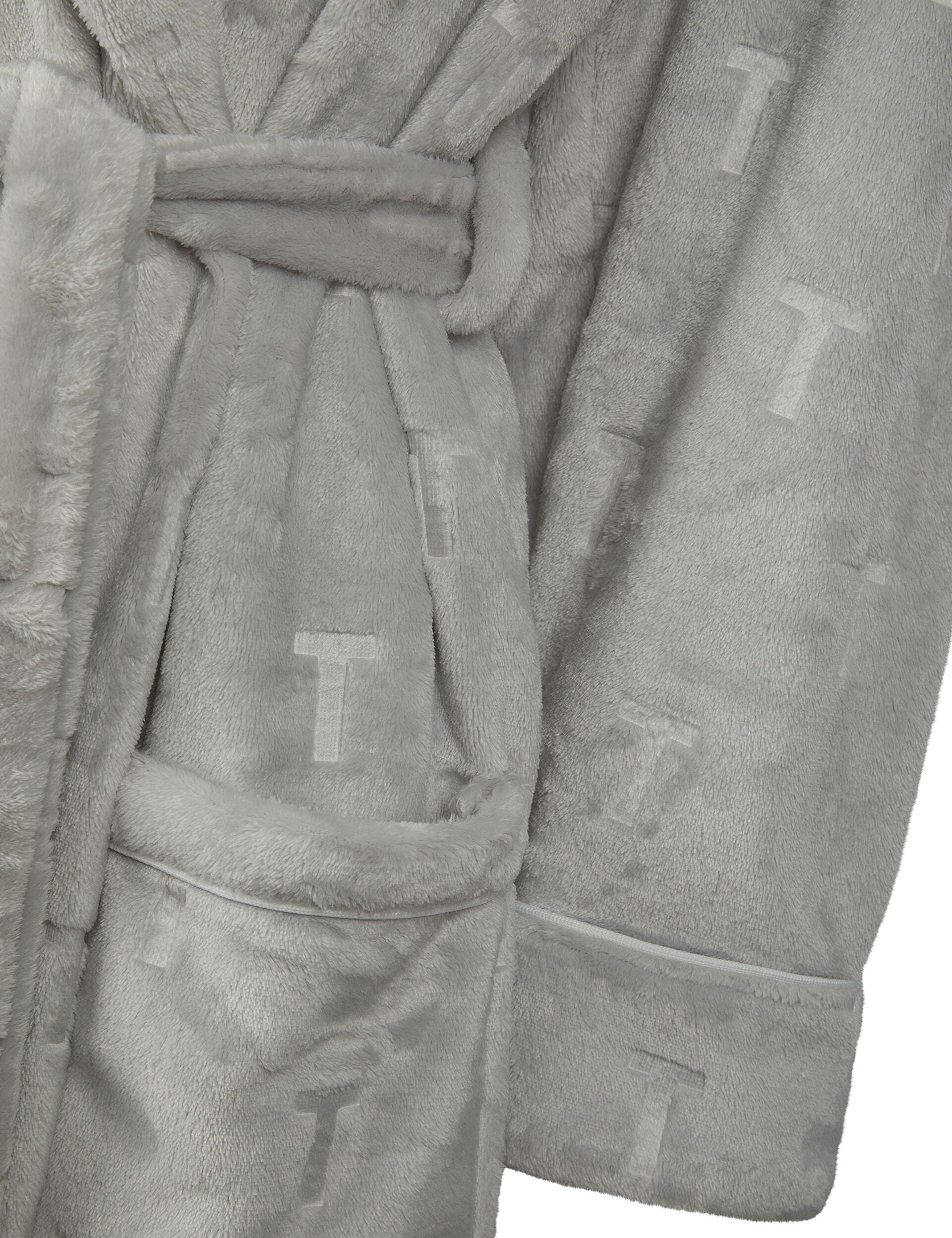 ted baker dressing gown grey Embossed Logo Fluffy Belted Dressing Gown | Jude