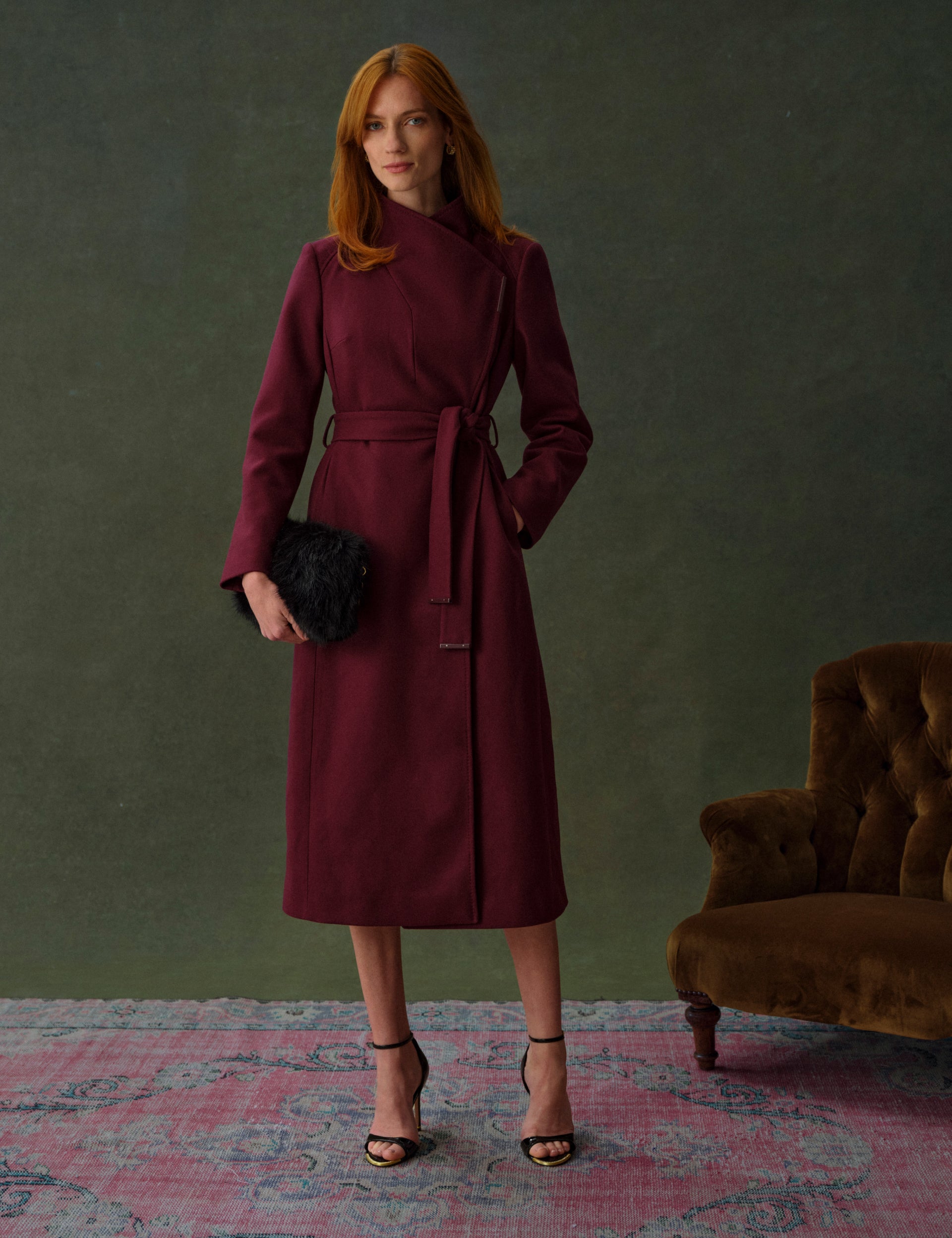 Longline Belted Wool Wrap Coat | Rosell | Ted Baker UK