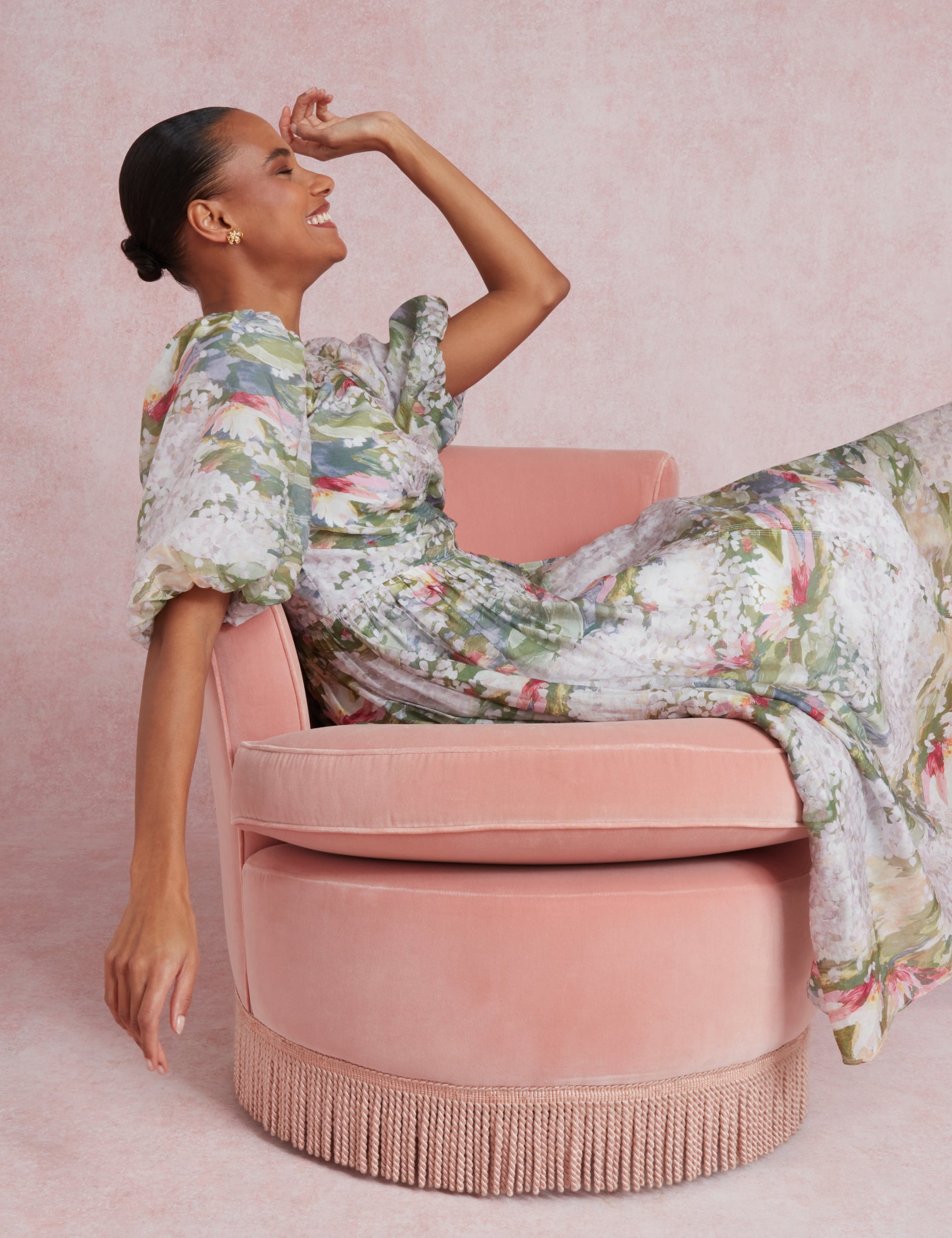 Lilypad Print Puff Sleeve Midi Dress | Jonora | Ted Baker UK