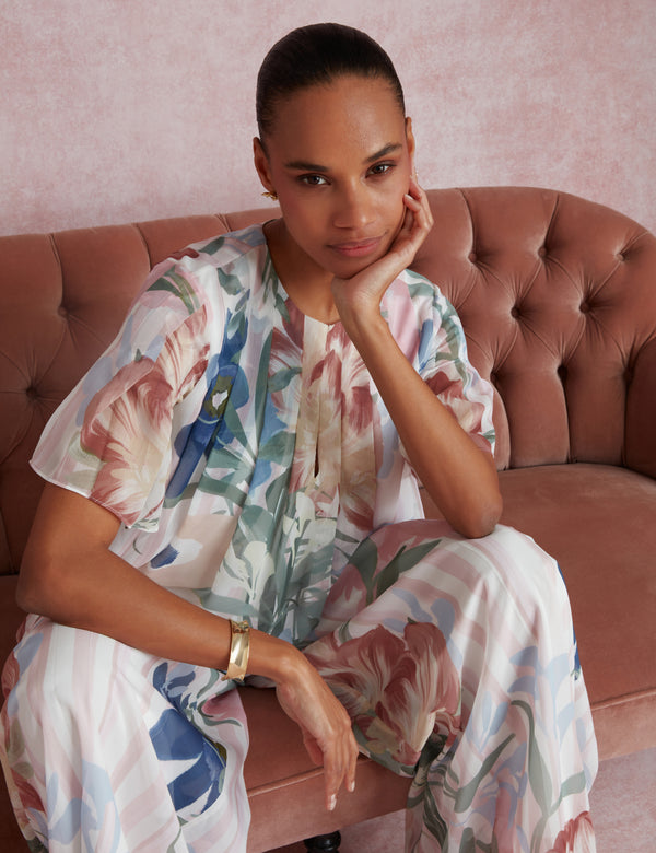 Ted Baker Floral Pleated Angel Short Sleeve Top