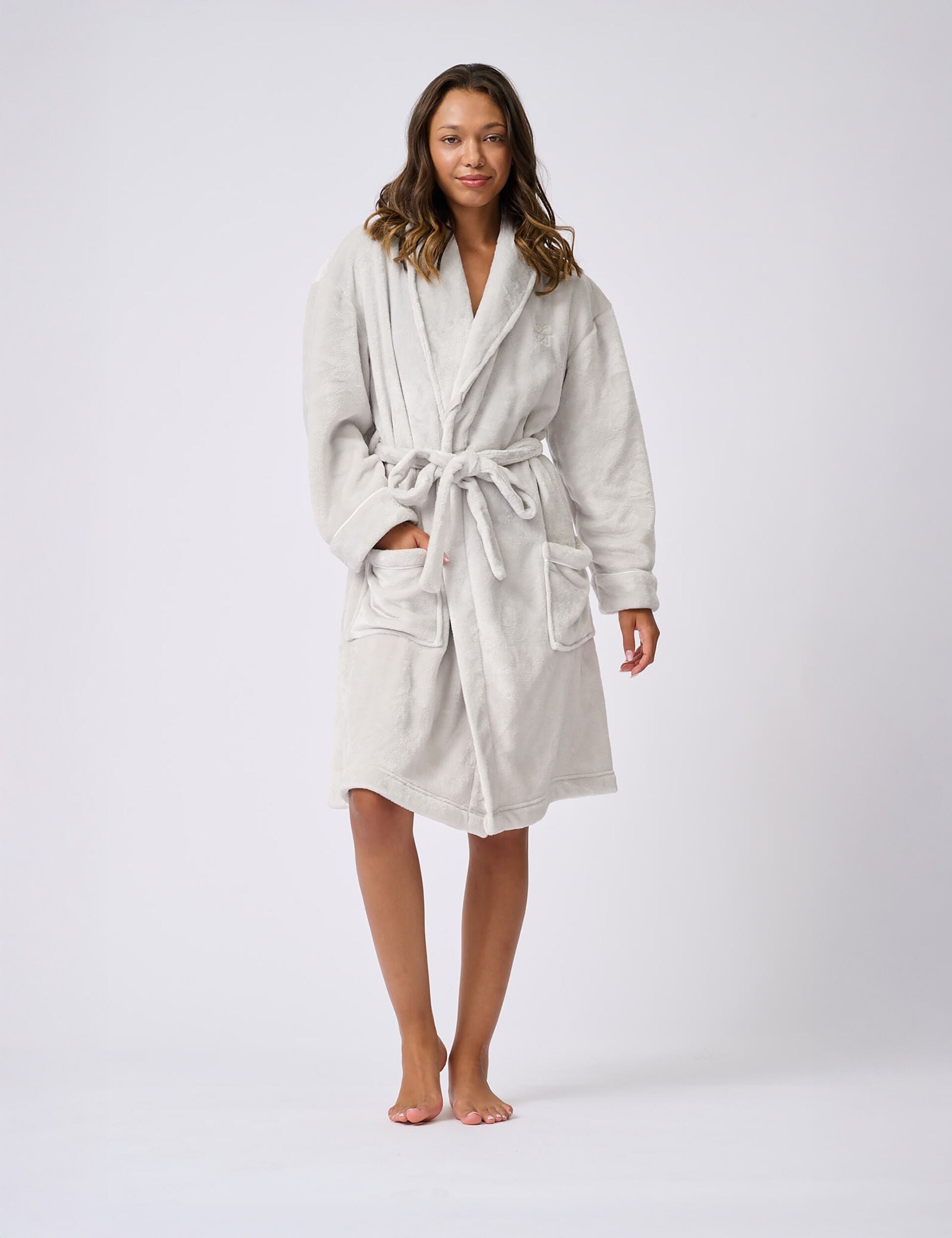 Light Grey Soft Fleece Belted Dressing Grown | Rachel | Ted Baker IE Light Grey Soft Fleece Belted Dressing Grown | Rachel | Ted Baker IE
