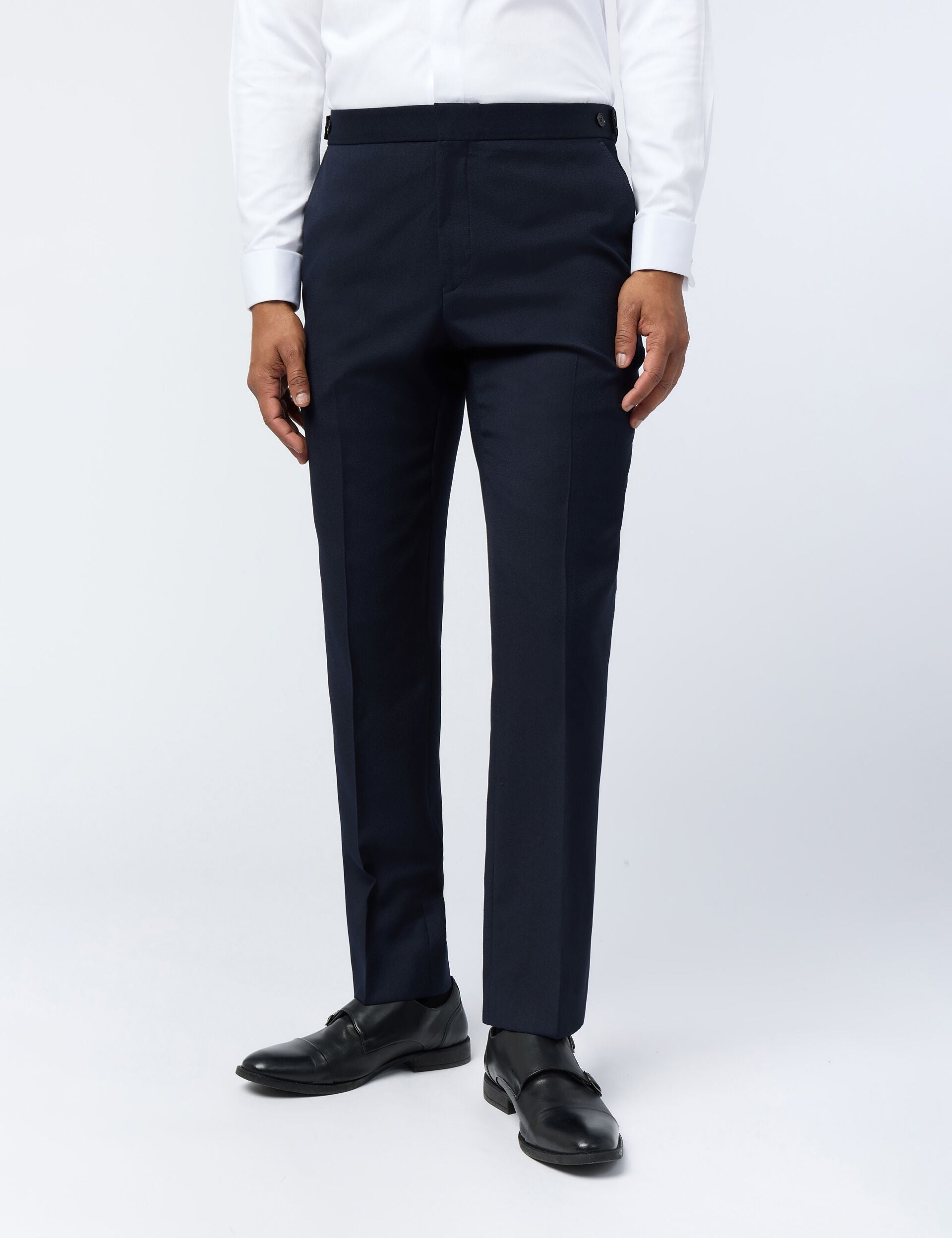 GALENT Wool Rich Slim Fit Tuxedo Trousers