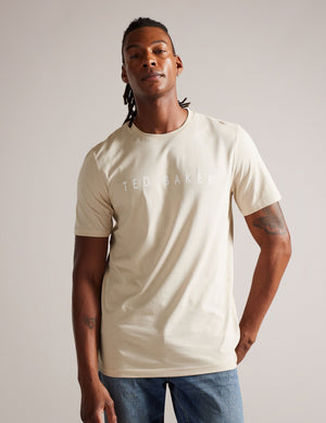 SHORT SLEEVE BRANDED T-SHIRT | STONE