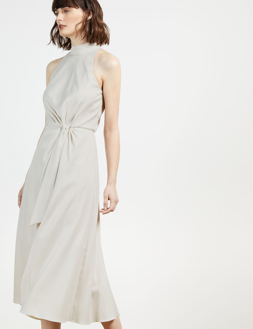 HALTERNECK MIDI DRESS | NATURAL