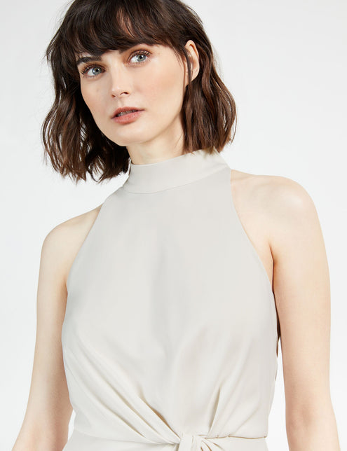 HALTERNECK MIDI DRESS | NATURAL