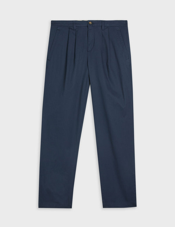 REFINED PLEAT FRONT CHINOS | NAVY