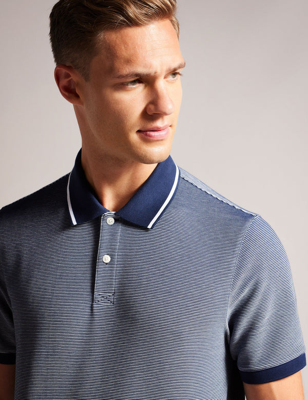 REGULAR STRIPED POLO SHIRT | NAVY