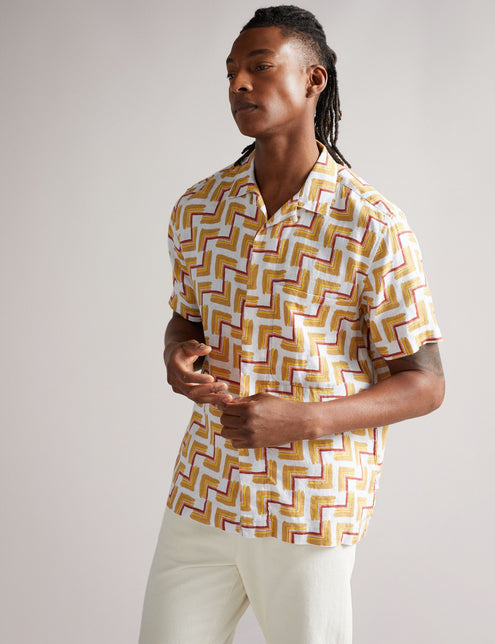 RETRO GEO PRINT SHIRT | ORANGE