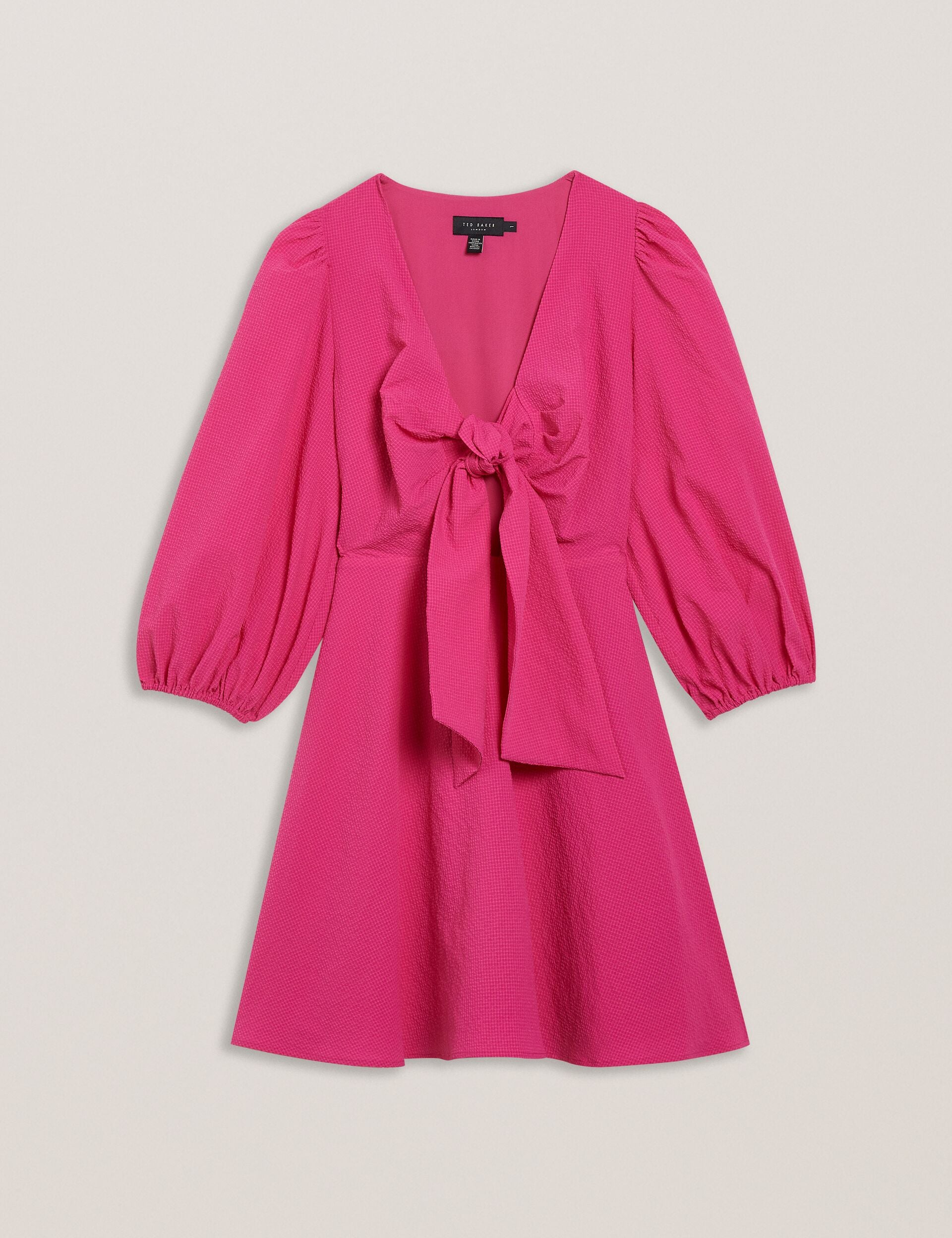 Fuchsia Seersucker Tie Front Mini Dress | Jozelyn | Ted Baker US