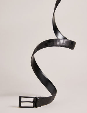 TEXTURED REVERSIBLE LEATHER BELT | BLACK