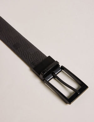 TEXTURED REVERSIBLE LEATHER BELT | BLACK