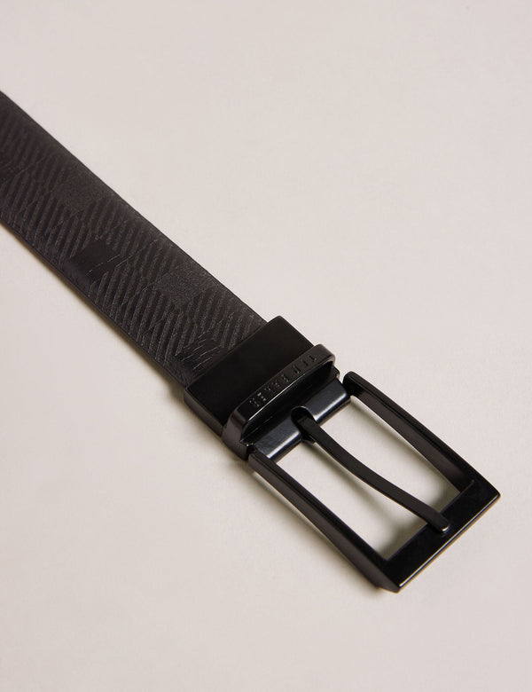 TEXTURED REVERSIBLE LEATHER BELT | BLACK