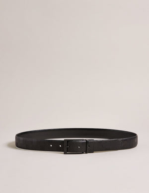 TEXTURED REVERSIBLE LEATHER BELT | BLACK