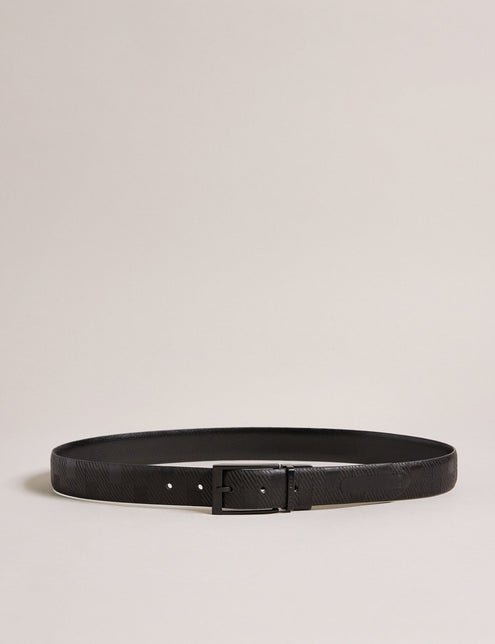TEXTURED REVERSIBLE LEATHER BELT | BLACK