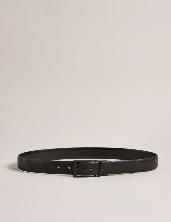TEXTURED REVERSIBLE LEATHER BELT | BLACK