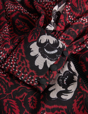 LADDER TRIM INSERT HIGH NECK DRESS | RED