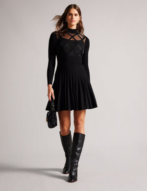 LONG SLEEVE DIAMOND DRESS | BLACK