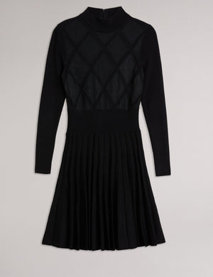 LONG SLEEVE DIAMOND DRESS | BLACK