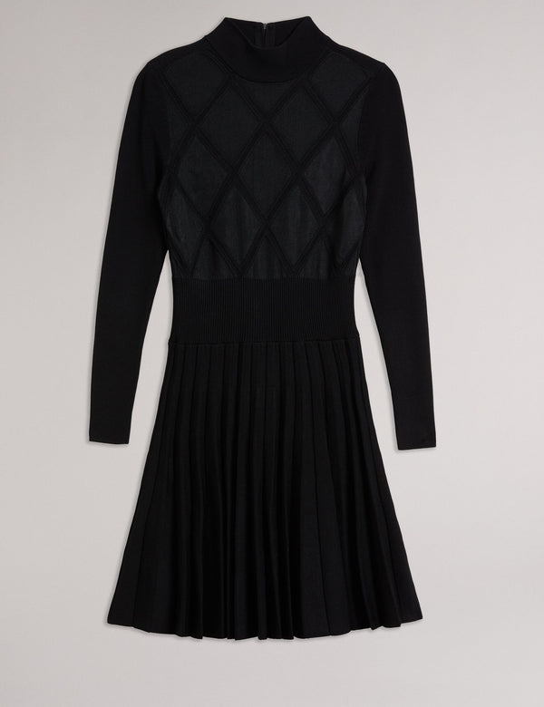 LONG SLEEVE DIAMOND DRESS | BLACK