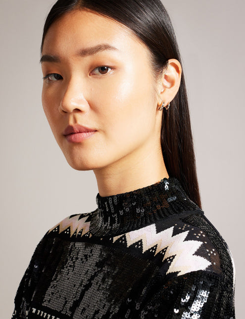 FAIRISLE SEQUIN KNIT JUMPER | DK-NAVY