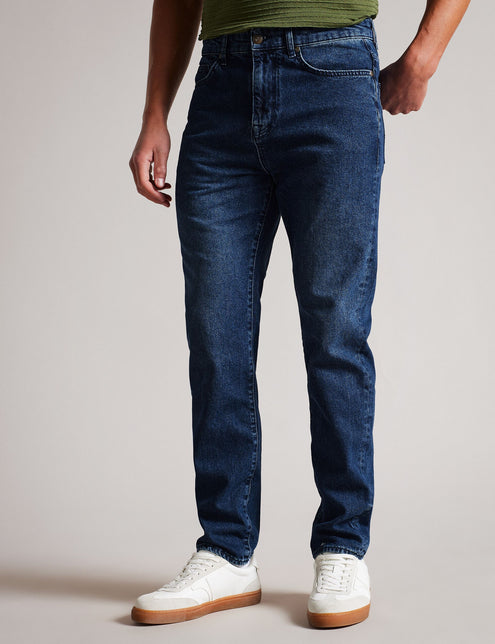 SLIM LONG DENIM JEAN | MID-BLUE