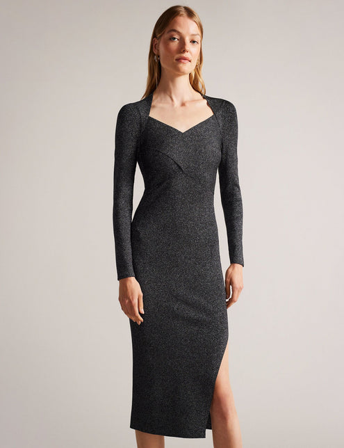 CROSS OVER KNIT DRESS | BLACK
