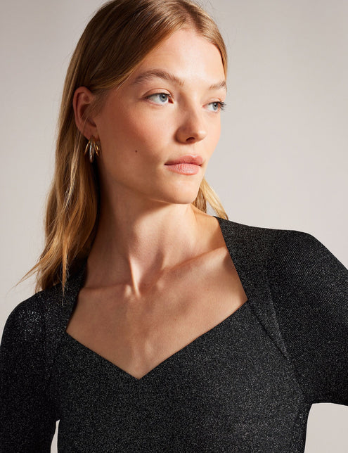 CROSS OVER KNIT DRESS | BLACK