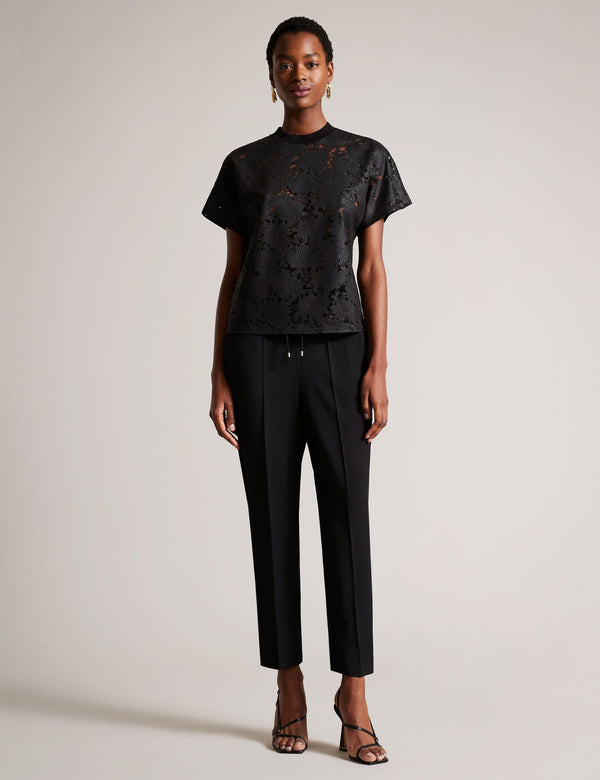 RELAXED LACE T-SHIRT | BLACK