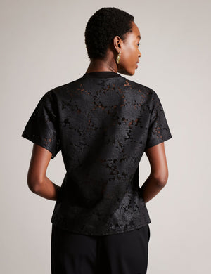 RELAXED LACE T-SHIRT | BLACK