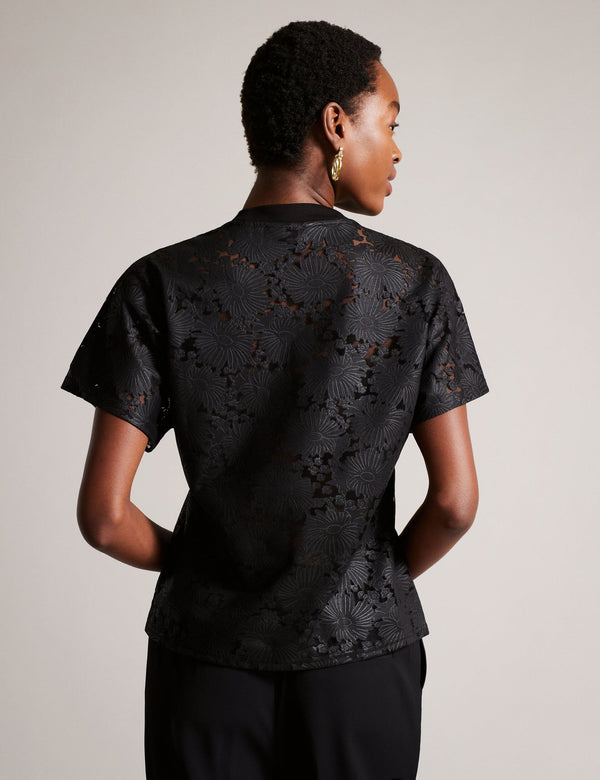 RELAXED LACE T-SHIRT | BLACK