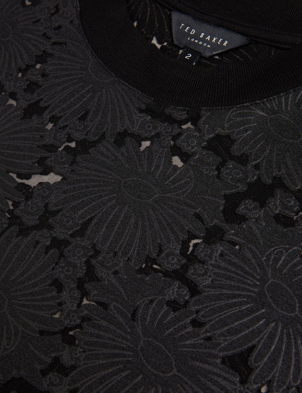 RELAXED LACE T-SHIRT | BLACK