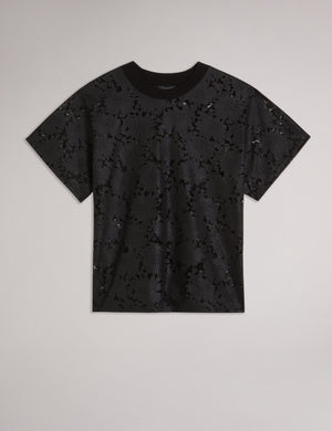 RELAXED LACE T-SHIRT | BLACK