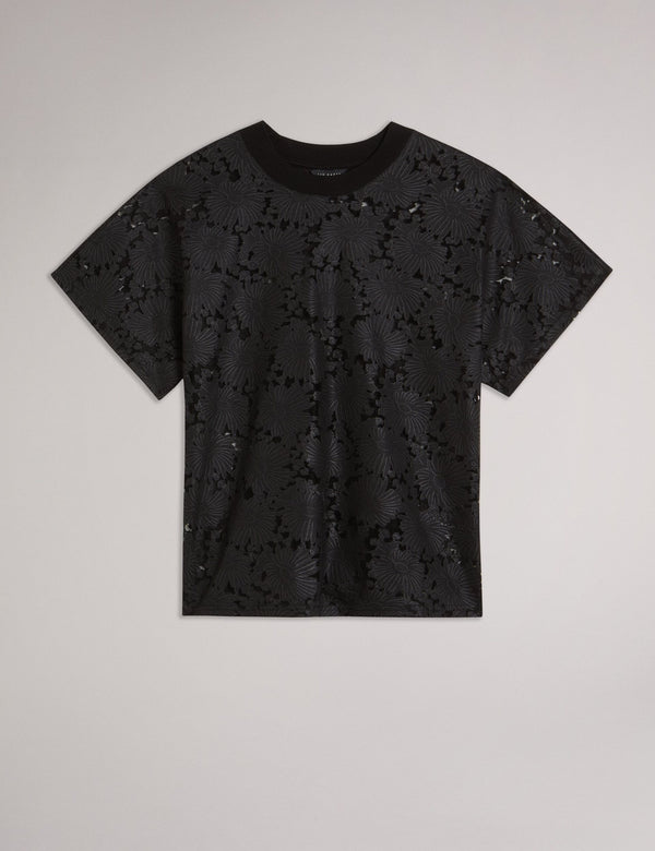 RELAXED LACE T-SHIRT | BLACK