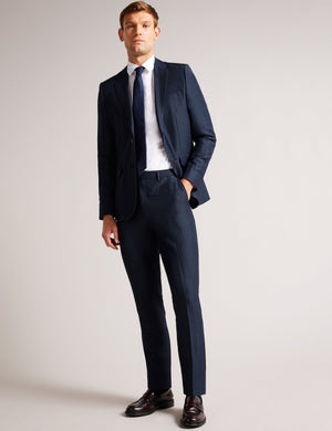 SLIM FIT WOOL LINEN TROUSER | NAVY