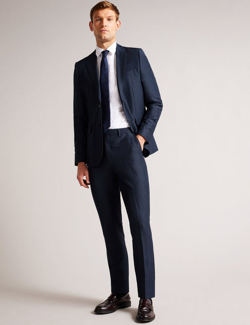 SLIM FIT WOOL LINEN TROUSER | NAVY