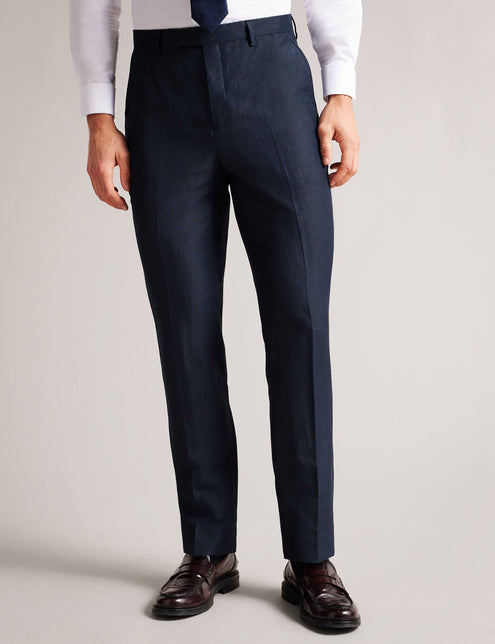 SLIM FIT WOOL LINEN TROUSER | NAVY