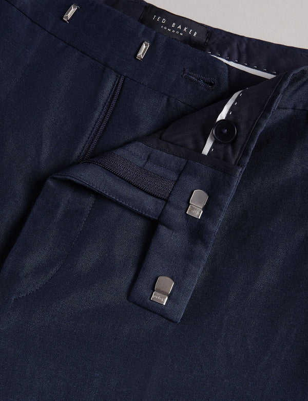 SLIM FIT WOOL LINEN TROUSER | NAVY