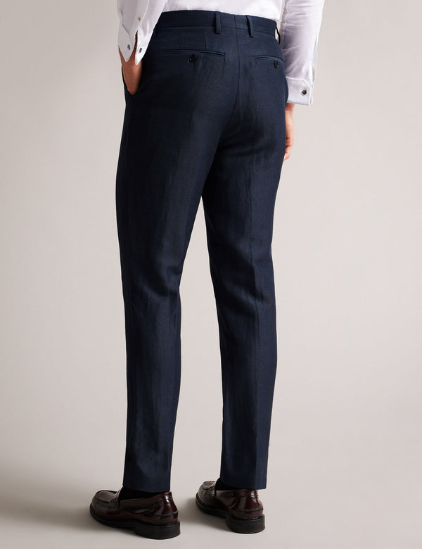 SLIM FIT WOOL LINEN TROUSER | NAVY