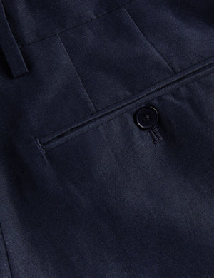 SLIM FIT WOOL LINEN TROUSER | NAVY