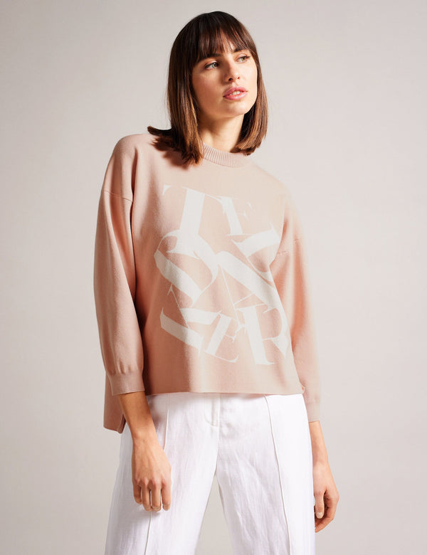 JACQUARD KNIT TOP | PINK